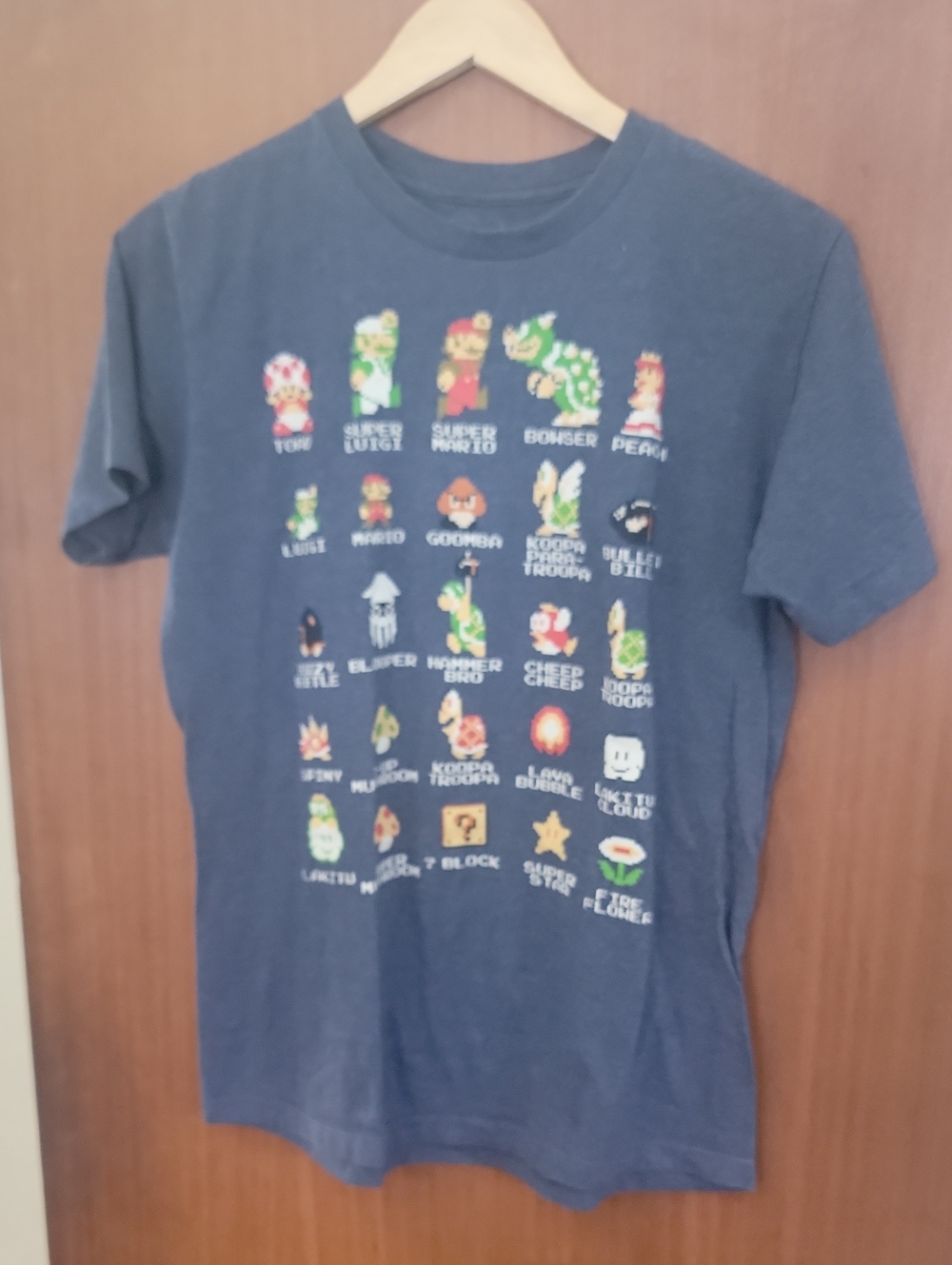 Super Mario Character Grid Mens T-Shirt — Navy Blue